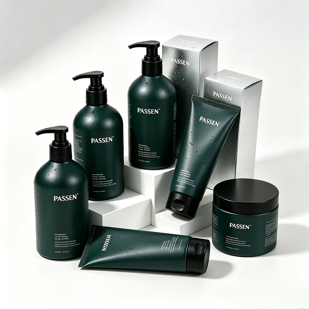 Green Matte Multi Layer Printing Aluminum Bottle Skincare Packaging for Body Lotion Hand Soap With Free Design