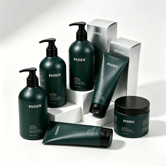 Green Matte Multi Layer Printing Aluminum Bottle Skincare Packaging for Body Lotion Hand Soap With Free Design