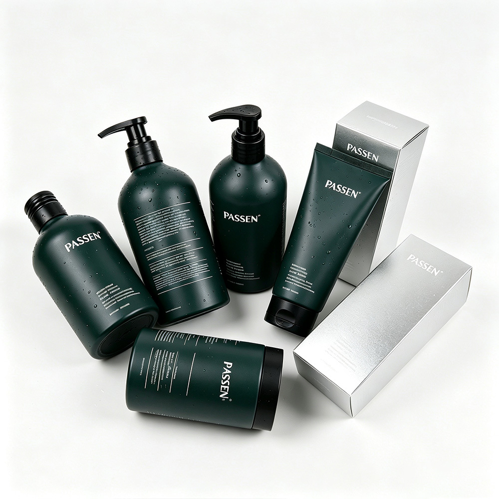 Green Matte Multi Layer Printing Aluminum Bottle Skincare Packaging for Body Lotion Hand Soap With Free Design