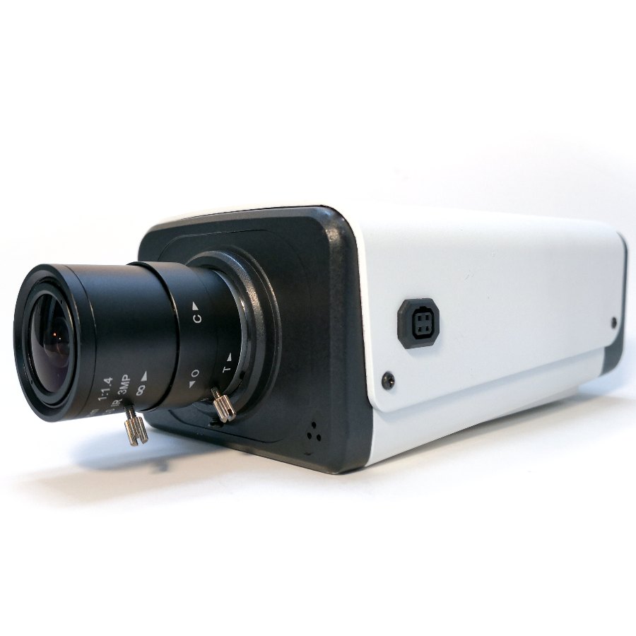 OpenNCC IPC camera side profile: white bullet housing with mounting bracket