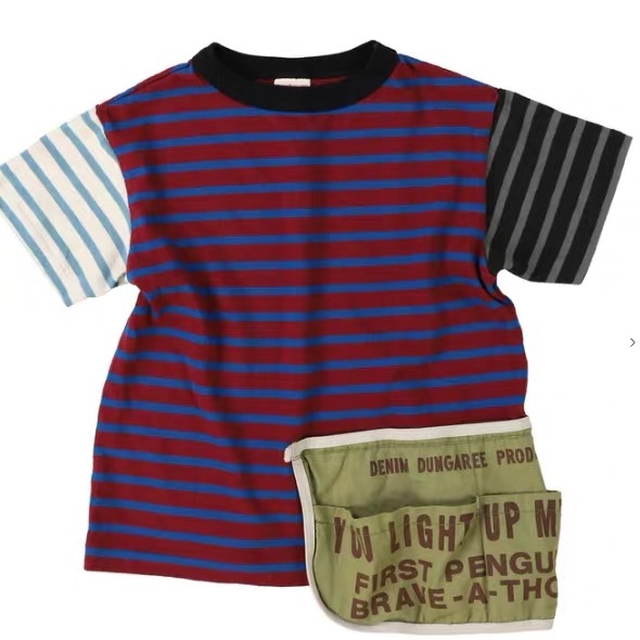 Fith Denim Dungaree Striped Cotton Jersey Apron S/S TEE