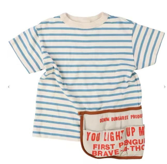 Fith Denim Dungaree Striped Cotton Jersey Apron S/S TEE