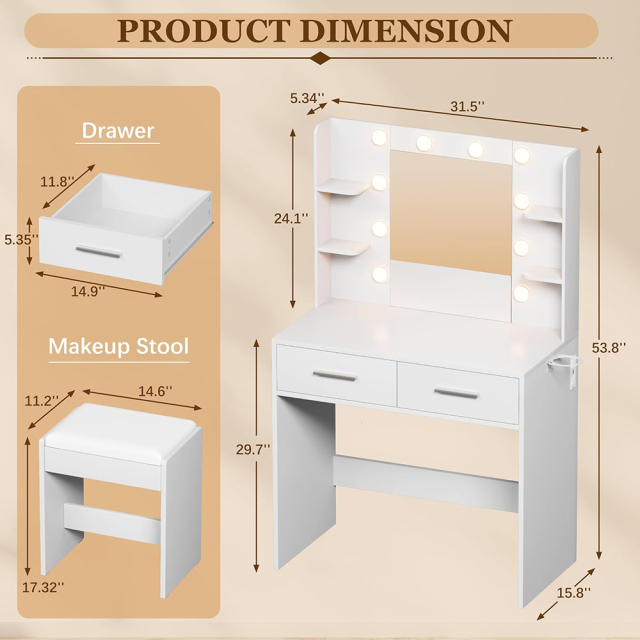 Nu-Deco Makeup Vanity Set,Fuzhou Nu-Deco Crafts Co., Ltd.,Nu-Deco Makeup Vanity Set