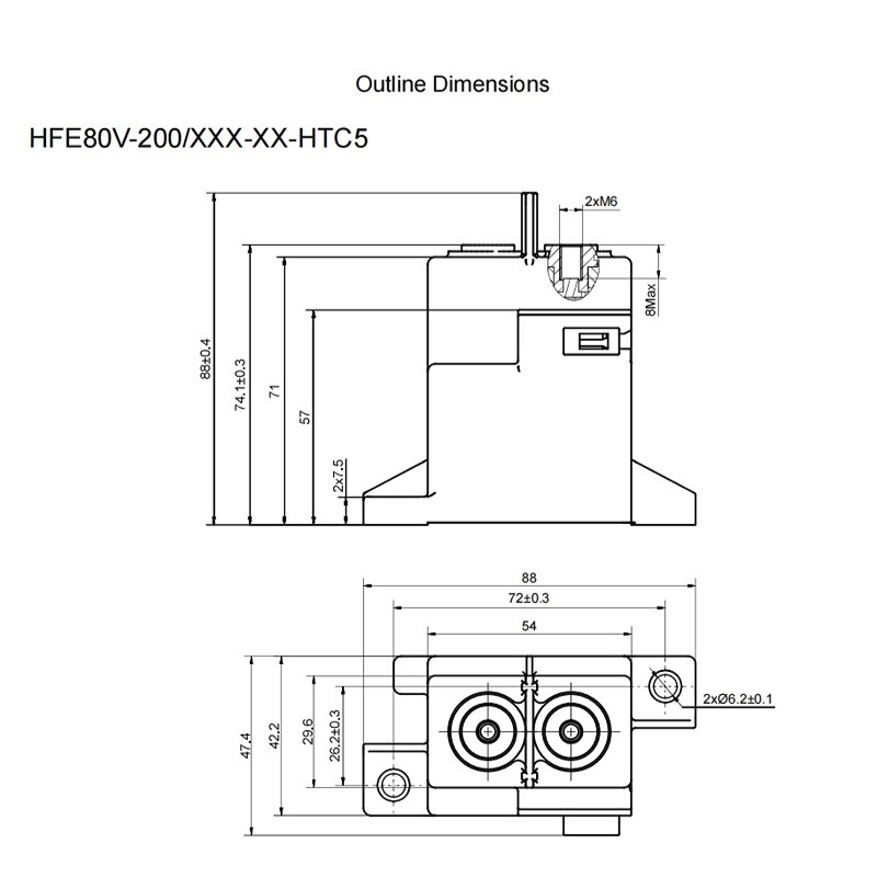 HFE80V-200 HONGFA DC Contactor 250V 200A 2-Phase Relay,Xcontactor.com,HFE80V-200 HONGFA DC Contactor 250V 200A 2-Phase Relay