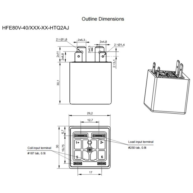 HFE80V-40 HONGFA High Voltage DC Contactor 750V 40A,Xcontactor.com,HFE80V-40 HONGFA High Voltage DC Contactor 750V 40A