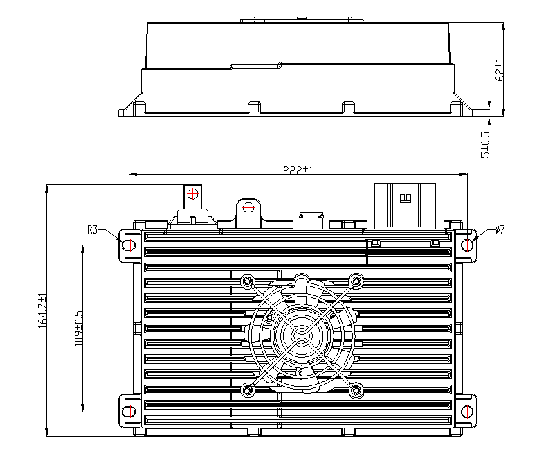 XCONTACTOR TDC-JH 1.5kW DC/DC converter — product structure and dimensions