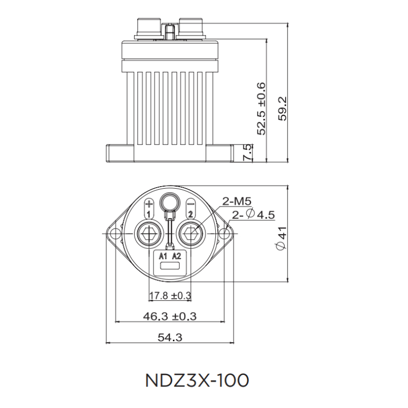 NDZ3X-100 outline and mounting dimensions
