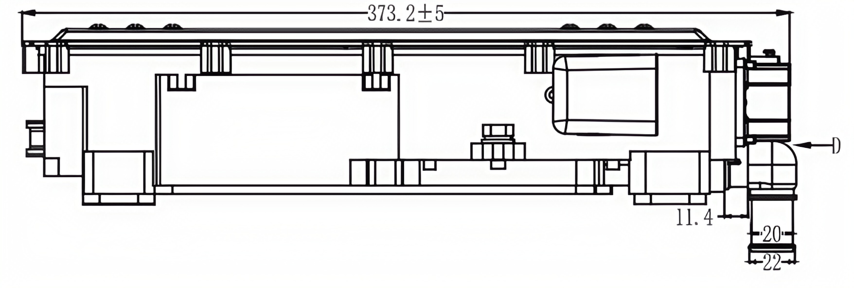 XCONTACTOR V62320 2-in-1 on-board charger — product structure and dimensions