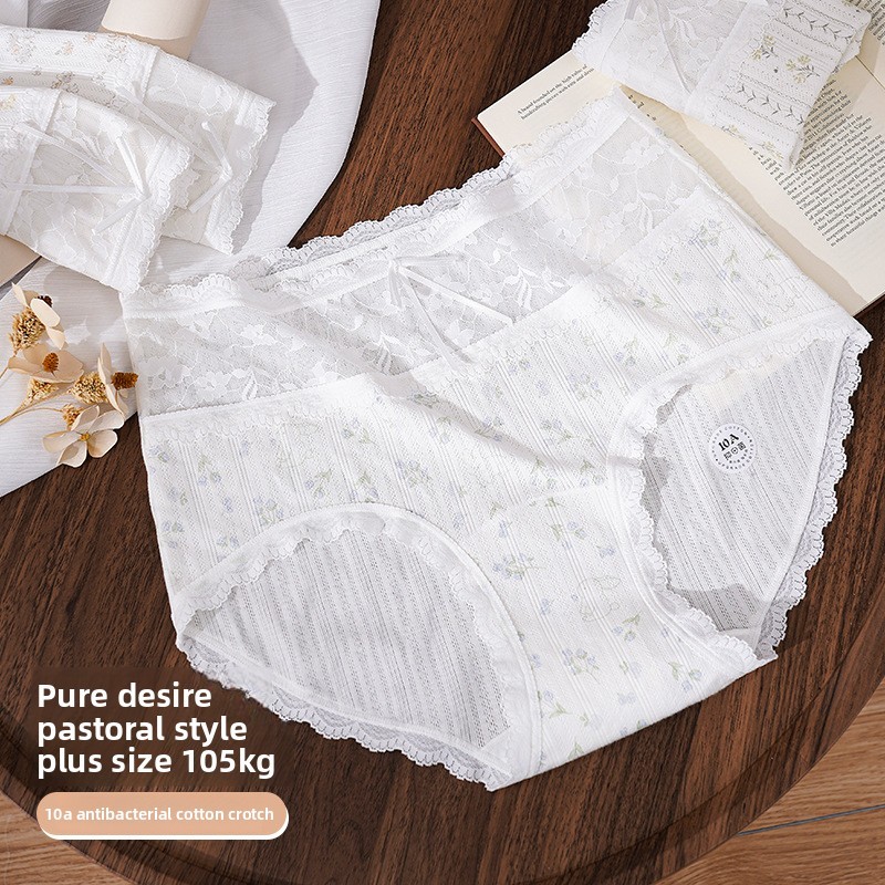 New Arrival Plus Size High Waist Seamless Panties Wholesale Women's Underwear Seamless Breathable Pure Cotton Lace Printed