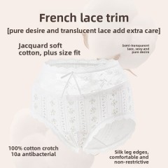 New Arrival Plus Size High Waist Seamless Panties Wholesale Women's Underwear Seamless Breathable Pure Cotton Lace Printed
